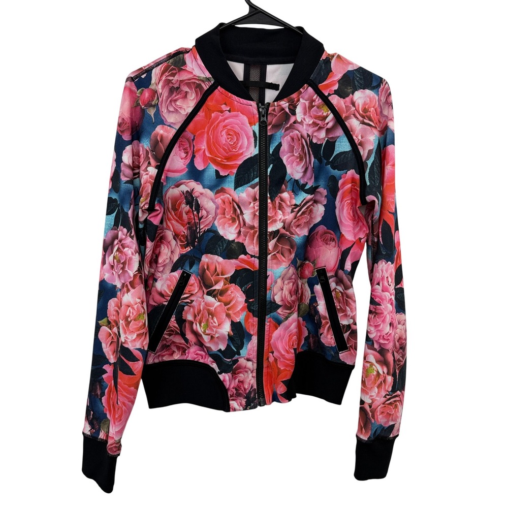 Lululemon Jacket Womens 6 Pink Floral Print Bomber Full Zip Om Me Home EUC